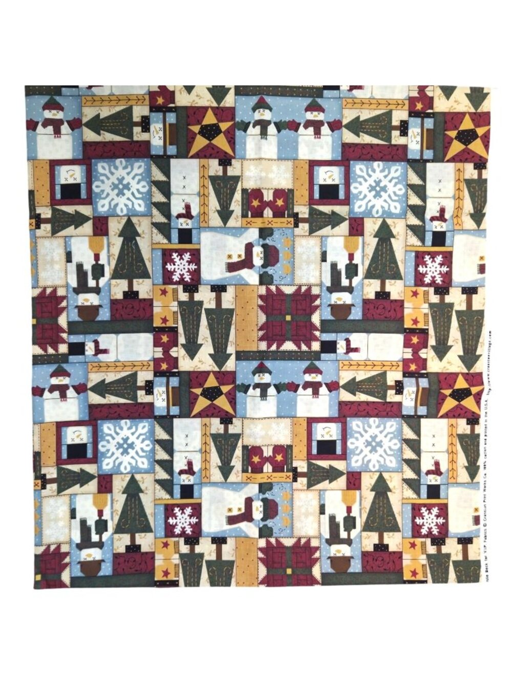 Winter Christmas Quilting Fabric Cotton 1 Yd Leslie Beck Cranston Snowman Tree